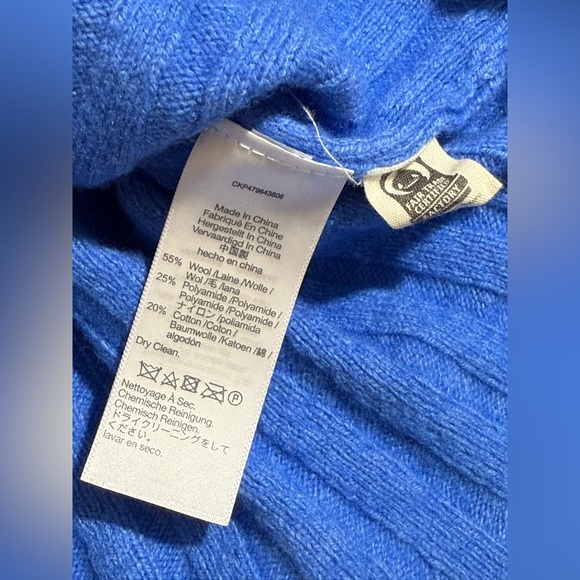 Madewell 55% Wool Blue Ribbed Knit Cropped Sweater - Picture 4 of 4